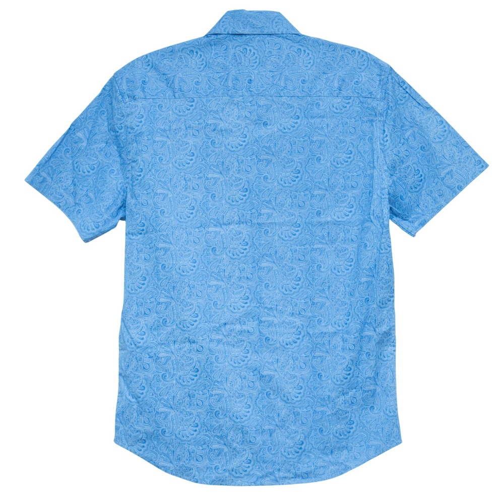 Consequence Men S Blue Paisley Slim Fit Dress Shirt Abstract Pattern Button Down - Picture 5 of 5